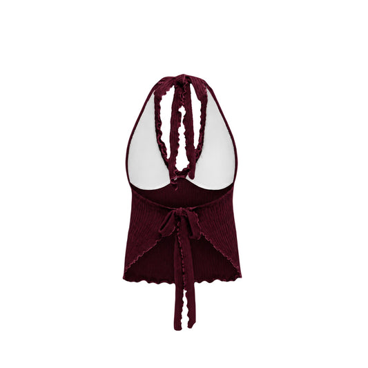 Tankini top with ties in brown