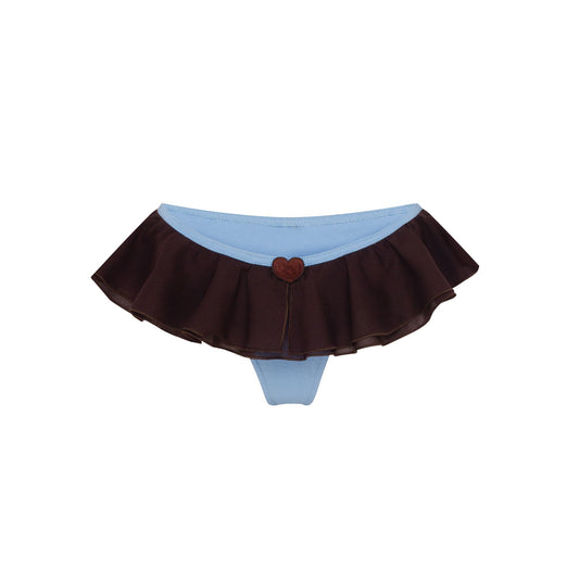 Tanga with Ruffles and Heart in Blue