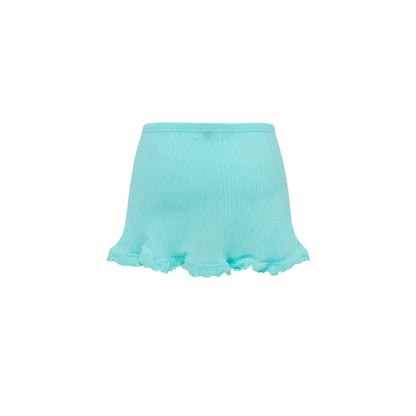 Mint beach wrap mini skirt with scalloped hem