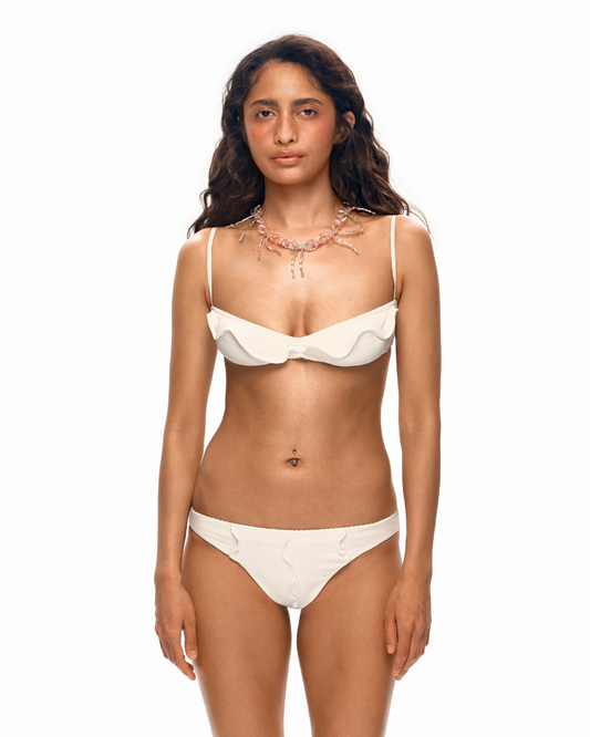 Bikini Top with Wave in White