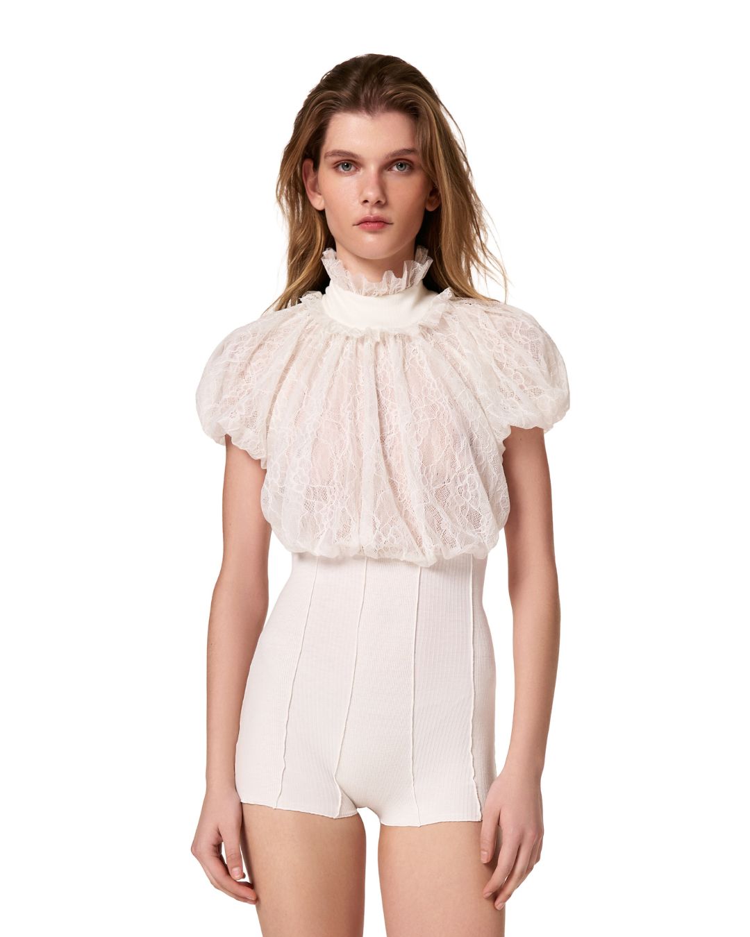 Jumpsuit with Voluminous Bust in White