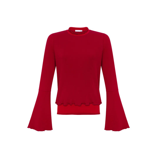 Wavy Long Sleeve in Burgundy