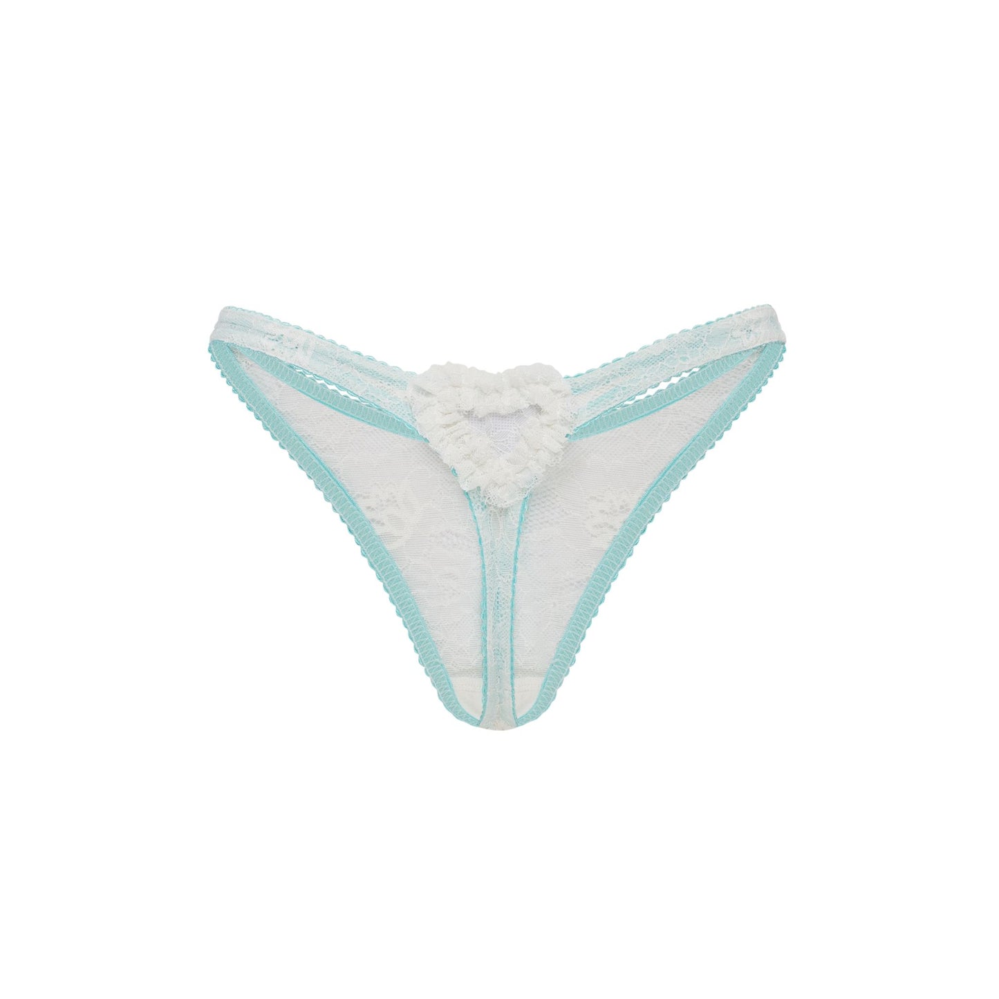 Thong with Heart in Lace White