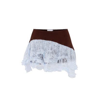 Double Skort in Brown with Blue