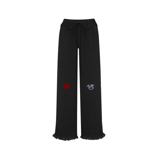 Pants with Heart and Swan in Black