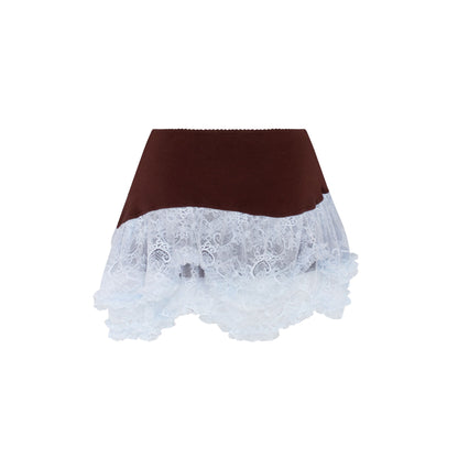 Double Skort in Brown with Blue