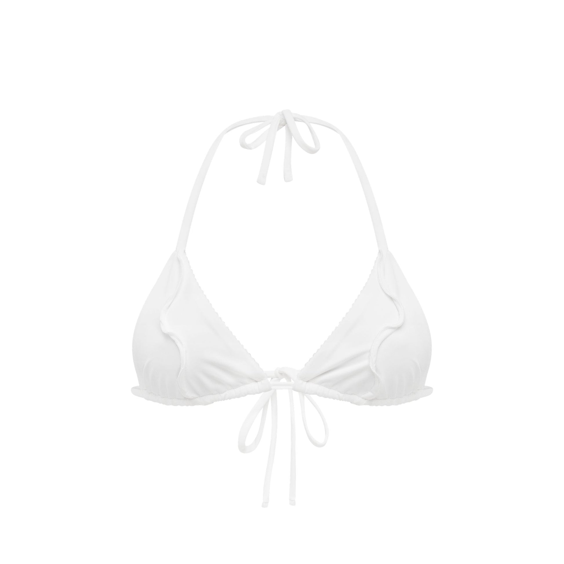 White bikini triangle top with halter neck ties