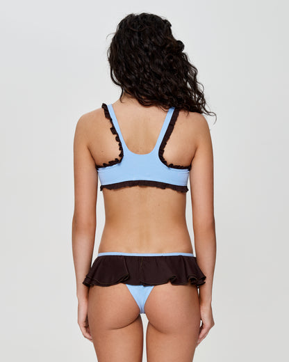 Tanga with Ruffles and Heart in Blue