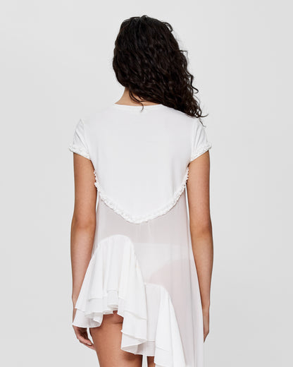 Top with Heart and Ruffles in White
