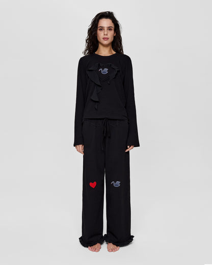 Top with Heart and Swan in Brown