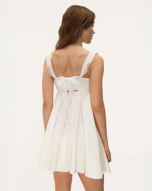 Dress with Ruffles in White