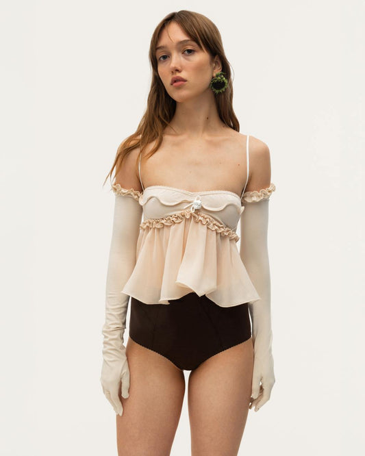 Top with Wave in Beige